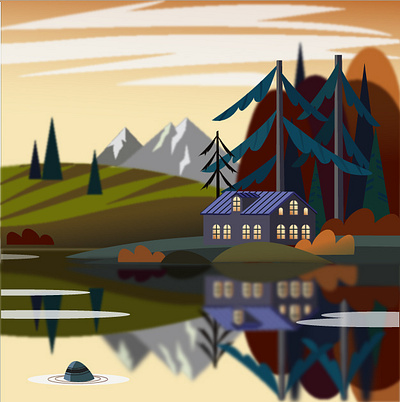 in the mountains ill illustration vector