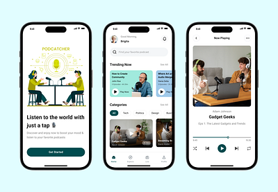 Podcatcher - Podcast Mobile App app cool design fun mobile podcast ui ux