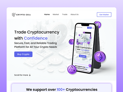 Crypto Cell ai branding crypto cryptocurrency daily ui daily ui challenge design fintech fresher mobile mobile design trading ui ux web web design