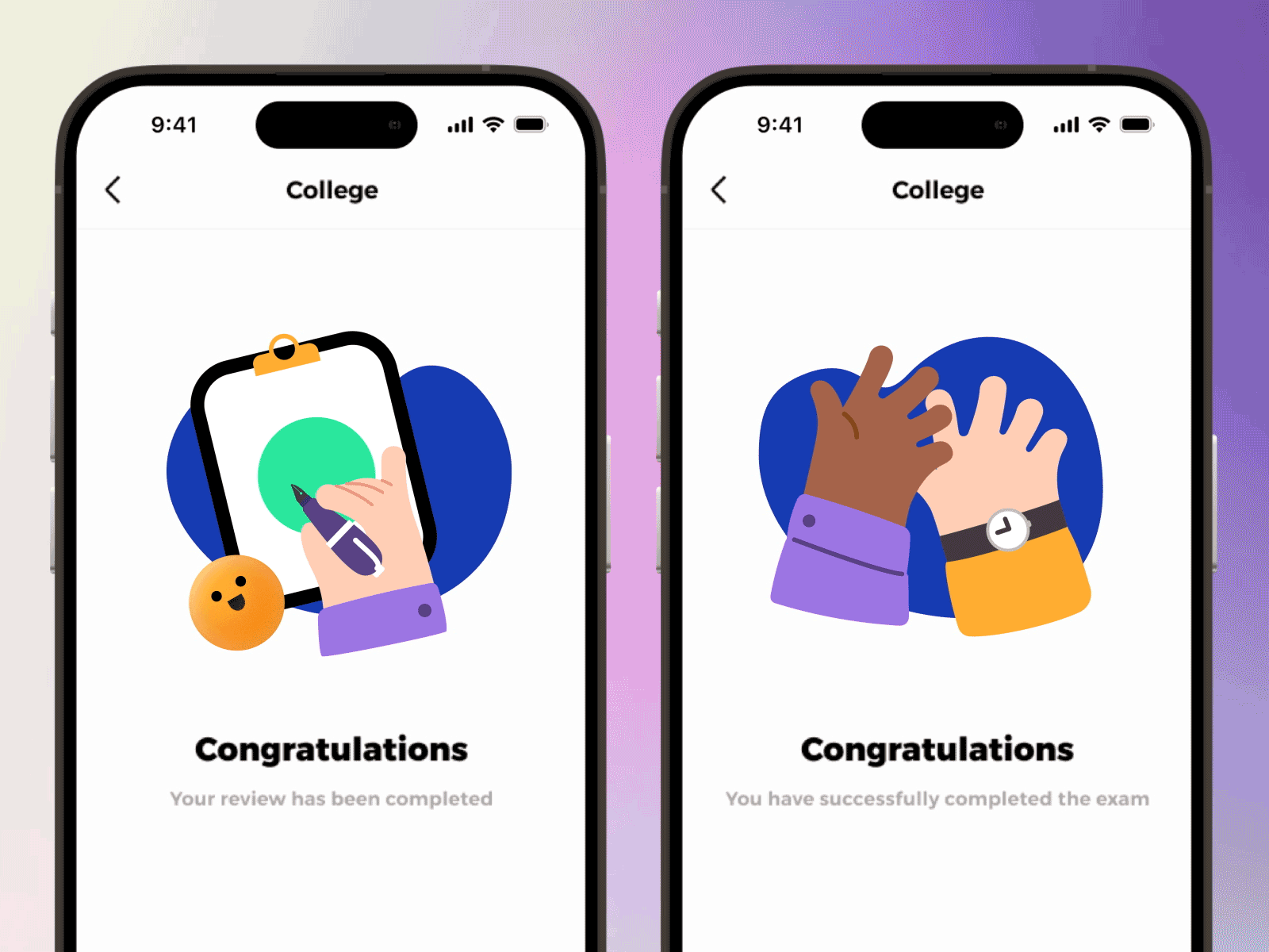 Successful Page animation app ui