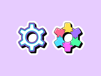 Gear stickers adjustment art cartoon cogwheel configuration control design gear gearwheel icon illustration pop retro service settings sticker system tool vector wheel