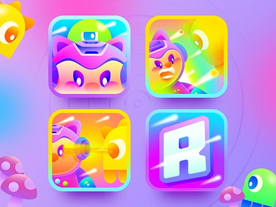 Game App Icon Design : Robo Fight app icon branding character design game design gradient icon illustration logo logo game mobile mobile game ui ux vibrant