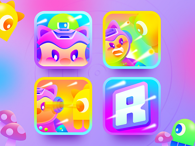 Game App Icon Design : Robo Fight app icon branding character design game design gradient icon illustration logo logo game mobile mobile game ui ux vibrant