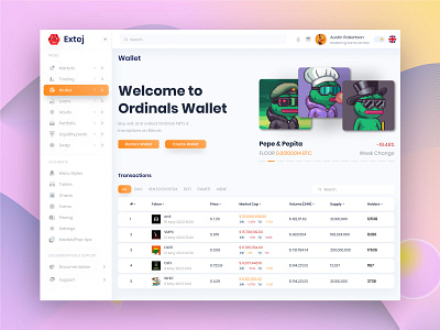 Wallet Page for Crypto Admin & Dashboard React Web Template admin dashboard crypto crypto dashboard crypto wallet crypto wallet app crypto wallet ui dashboard dashboard design dashboard ui defi digital wallet finance financial dashboard product design saas saas dashboard wallet wallet app web design web3