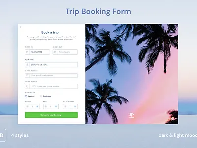 Book a trip form booking form travel vacation