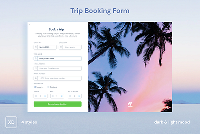 Book a trip form booking form travel vacation