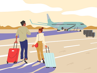 People at the airport art character design design drawing flat illustration flat style flight graphic design illustration tourism