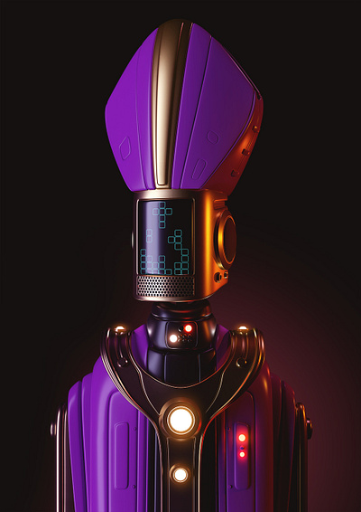 H.O.L.Y. father 3d blender3d cartoon character cyberpunk cyborg pastor religion render robot steampunk