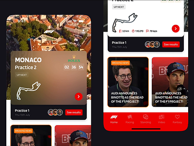 Formula 1 Home Concept app car design f1 formula1 hamilton header leclerc monaco motion navbar podium product race red track ui ux verstappen video