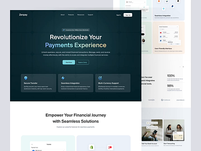 Zenpay - Finance Landing Page animation b2b bank business clean currency dipa inhouse finance fintech landing page minimalist modern money saas startup transaction ui design ui ux wealth management web design