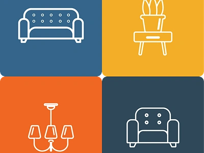 Furniture Icons 2d design 2dicon branding furniture furniture icon furniture logo icon lamp icon light icon sofa icon table icon ui