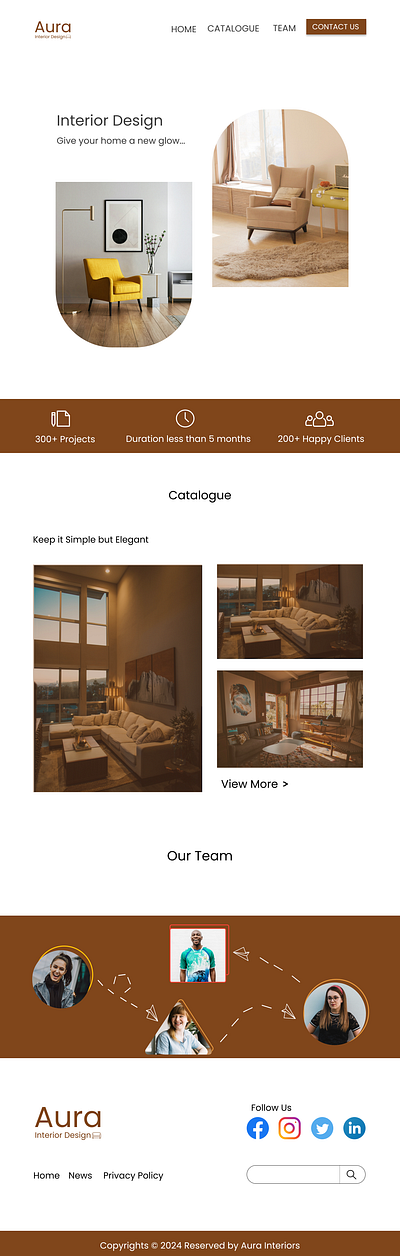 Aura Interior Designs desiging figma interactiondesign interiordesign landingpage ui user interaction userinterface uxui webdesign websitedesign