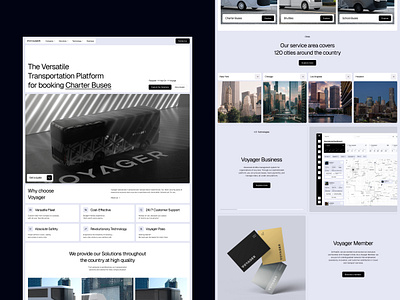VOYAGER - Web Design for Charter Bus Rental Startup 3d 3d modeling animation booking bus graphic design interface intuitive interface minimalist motion design motion graphics platform startup transport transportation travel usa user experience webdesign website