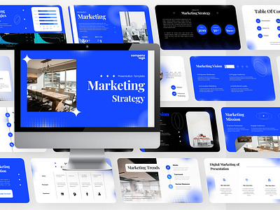 Marketing Strategy - Presentation Template blue branding graphic design halftone marketing marketing strategy minimalist modern presentation presentation template template ui