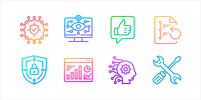 Information Technology Icons (Free Download) application approval figma file free graphic design icon information neural ransomware server surveillance technology tools ui