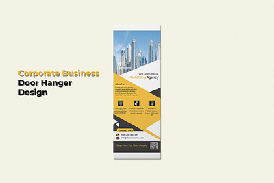 Yellow Corporate Door Hanger Design branding business card corporate creative design dl flyer door fliers graphic design graphics hanger ill illustrator modern new yellow