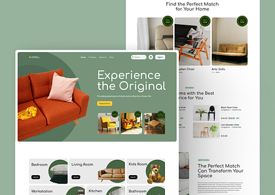 Lewell - Furniture Store Landing Page furniture furniture store green landing page landing page design online store site store ui ui design web design website website design