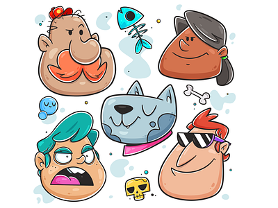 Sketching Faces 2d art art cartoon character character design concept art cute design drawing expression face game art graphic design icon illustration illustrator mascot process sketch vector