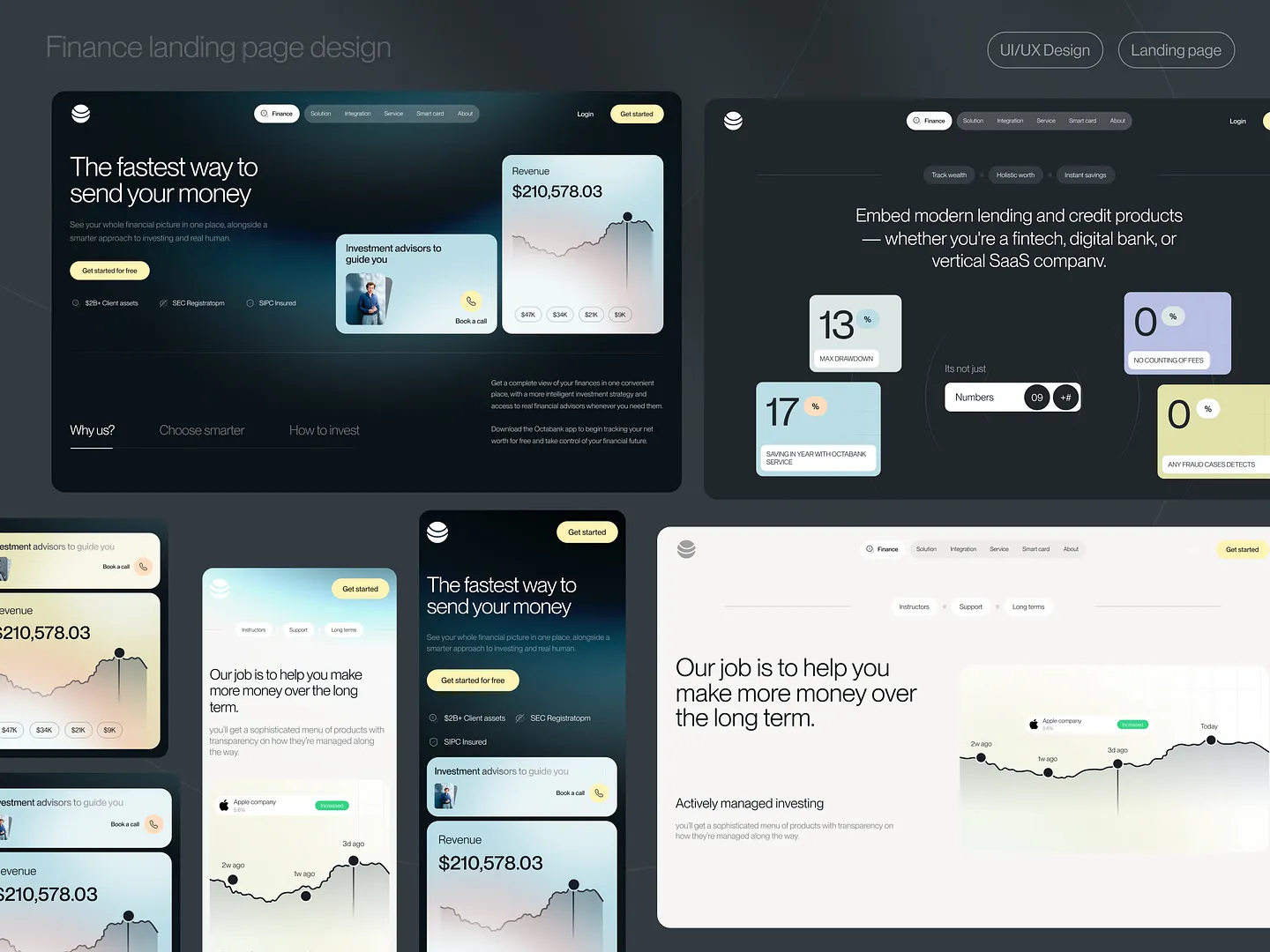 Modern Finance Website Design: Streamlined Landing Page Concepts