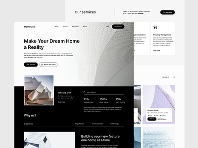 Homeluxe. buysellinvest concept design homeselling inspiration landing page modern property property design real estate real estate design real estate landing page realestatedesign realestatetrends realtyexperts simple simple ui ui ui landing page web design