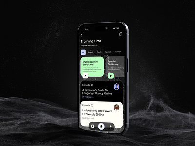 SmartSpeak - Training Time with AI ai bot classes concept darkmode design english language language app learing minimalist mobileapp moon online product design sound speak student training ui