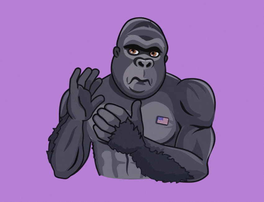 Gorilla clapping animal animated animation clapping crypto emoji gorilla illustration nft sticker telegram telegram sticker web3