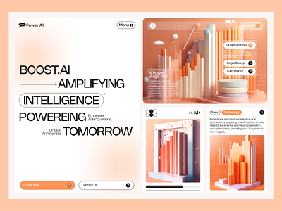 Power AI animation branding design graphic design hero section motion graphics ui ux