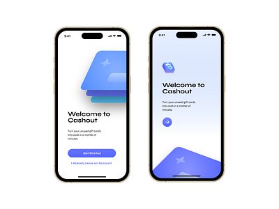 Cashout iOS Mobile App Mockup (Splash Screen / Welcome, Sign In) 3d app clean finance financebro fintech gradient illustration ios logo shadow