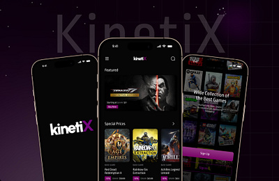 Kinetix - A game buying App app design buy games figma frontend game app gaming gaming app gaming heaven mobile app ui ui ux user experience user interface visula design