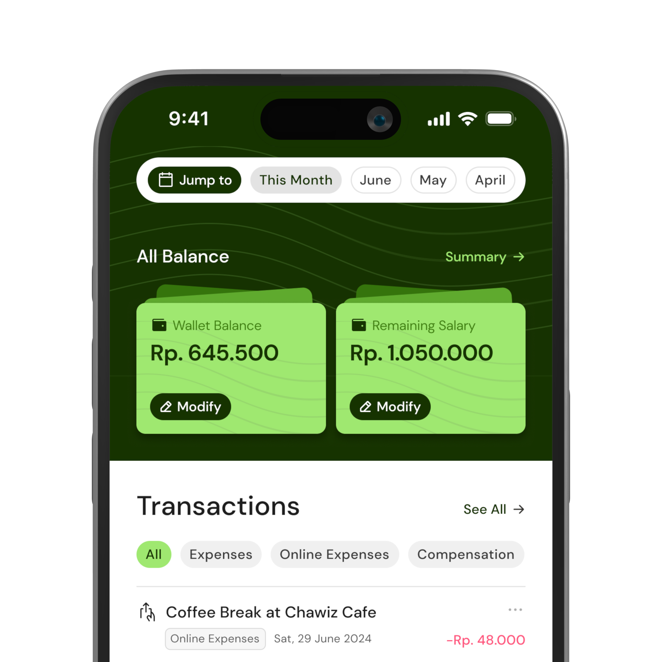 Top navigation of wallet tracker app design concept clean ui finance app flat design minimalist mobile design ui design wallet app