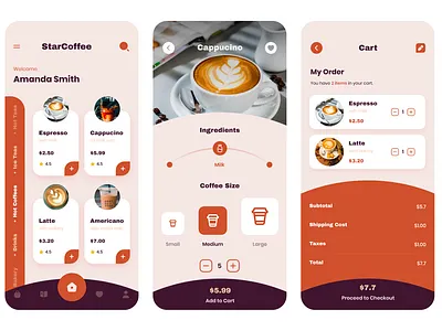 Coffee Shop App design graphic design illustration logo ui ux