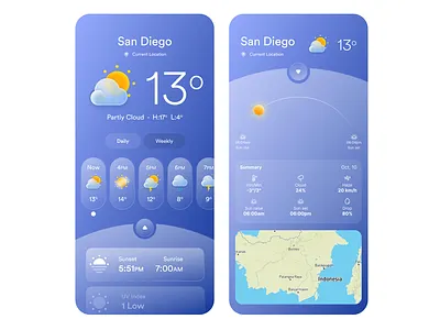 Weather App UI Design design graphic design illustration ui ux