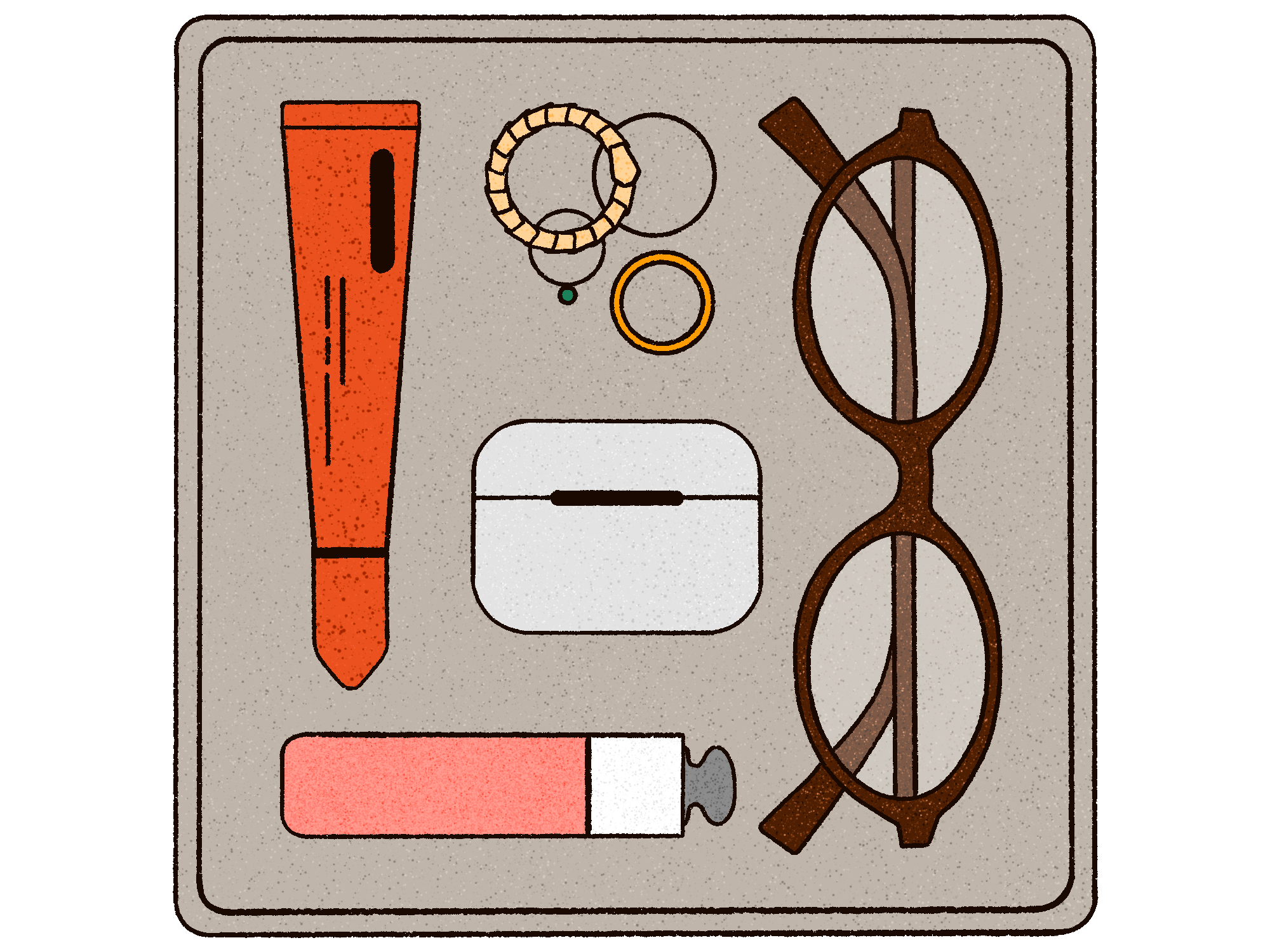Summer Essentials airpods dior flat flat illustration glasses gloss illustration illustrator jewelry lip lipgloss miumiu rhode rings summer