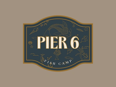 Pier 6 Fish Camp badge design brand identity fish camp fish restaurant food branding gulf nostalgia restaurant branding retro typography vintage