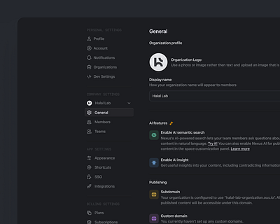 General Settings 🪄 Dark UI ai dark theme nav ui profile saas settings sidebar web app
