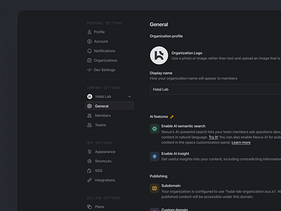 General Settings 🪄 Dark UI ai dark theme nav ui profile saas settings sidebar web app