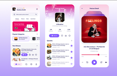 Podcast App UI Design design graphic design illustration logo ui ux