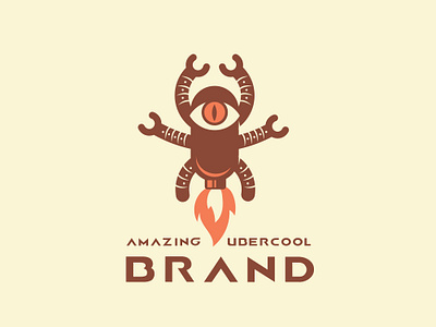 Alien Robot logo concept alien character funny humoristic illustration logo design mascot robot science fiction space