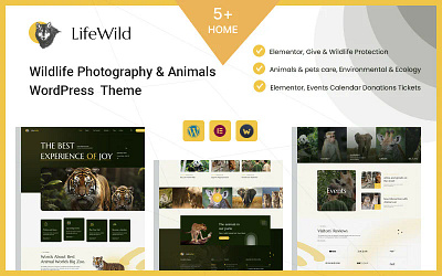 Wildlife Photography & Animals WordPress Theme animal zoo animation branding graphic design logo ui