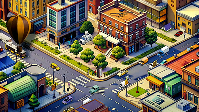 City Animation in Isometric Perspective for Video End Production 2d 2d animation after effects animation color grading motion design video editing video production