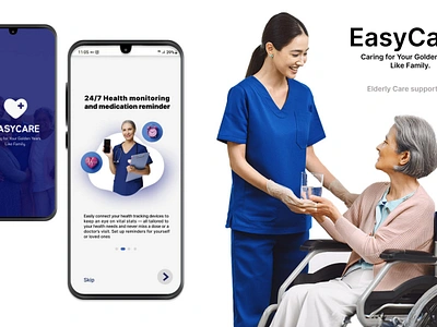 EasyCare _ Elderly care & Support App💙 adobeillustrator adobephotoshop ai app elderlycare figma graphicdesign healthcare uiux visual design