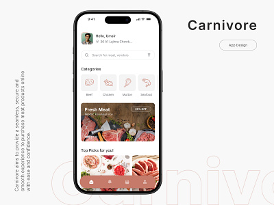 Meat App Design app case study app design ecommerce app fresh app meat app product app product design responsive app uiux vendors app web app
