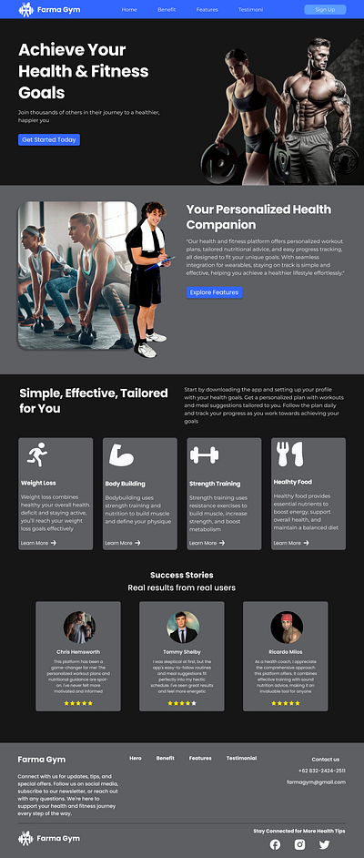 Web Landing Page Fitness fitnessui gym design landing page ui web design