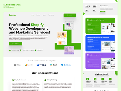 Ecomse Landing Page agency website design ecommerce landing page shopify ui ui design ux ux design web design