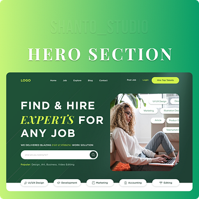 Job finding website Hero Section design hero section job minimal scection ui ui design web design website