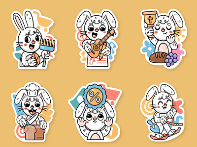 Bunny Sticker Pack animation bunny bunny stickers digital art graphic design illustraition motion graphics pack rabbit sticker sticker pack