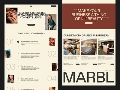 Marbl Homepage UI ai concierge design desktop layout medspa ui uiux ux vivid motion web design