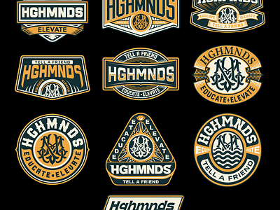 Badge work for Highminds apparel badge bandmerch behance brand brand design california clothing clothingbrand clothingline dailypost dribble hand drawn illustration lettering merch patch print skull typography