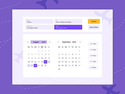 Calender concept for a Flight Tickets booking App