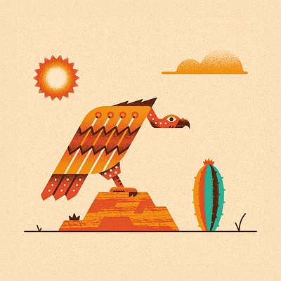 The Vulture animal desert graphic design grungy illustration illustrator retro vulture